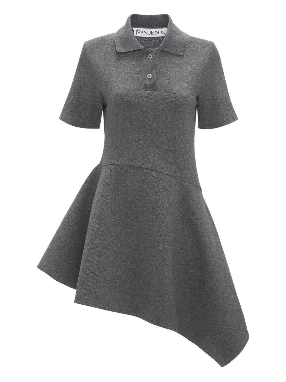 JW Anderson asymmetric-hem polo-collar mini dress - グレー JW Anderson asymmetric-hem polo-collar mini dress - グレー