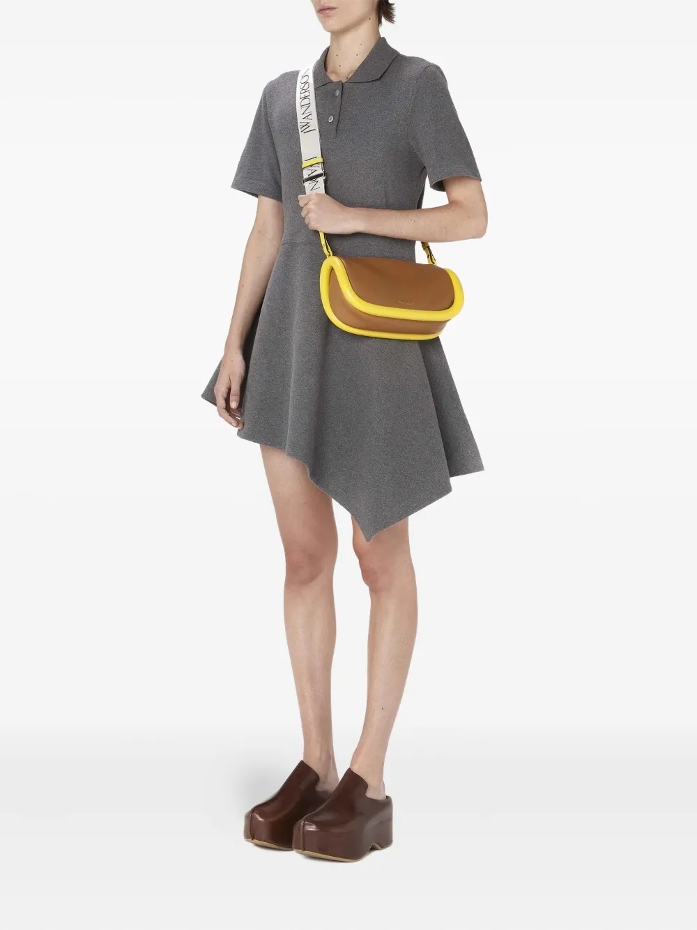 JW Anderson asymmetric-hem polo-collar mini dress Grijs
