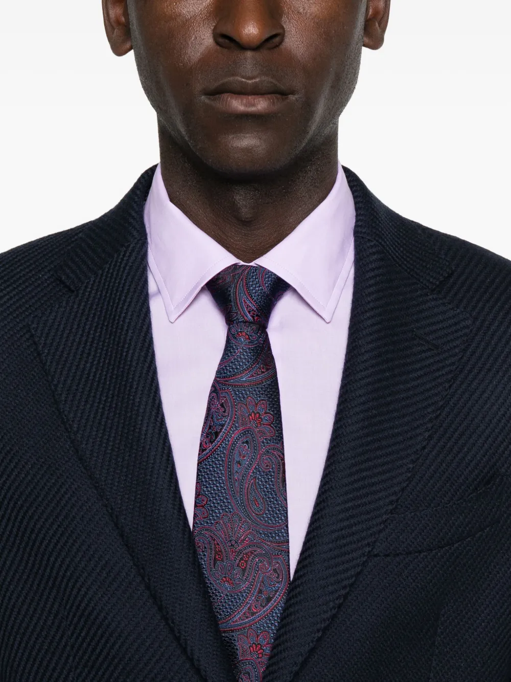 Etro Notched Patterned Blazer In Blue