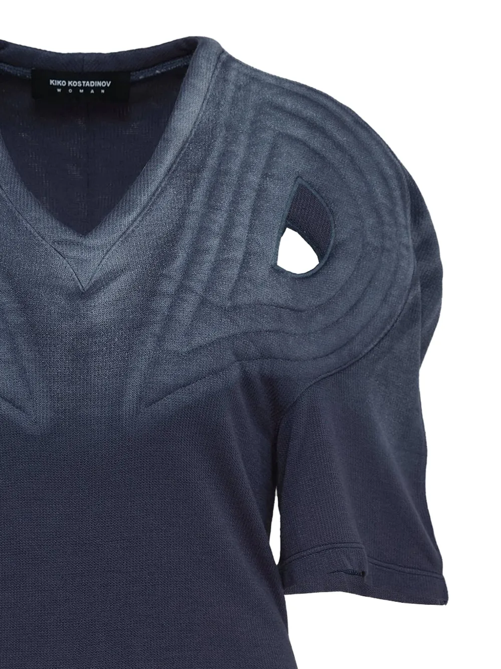 Kiko Kostadinov Celritatem gewatteerd T-shirt met V-hals Blauw