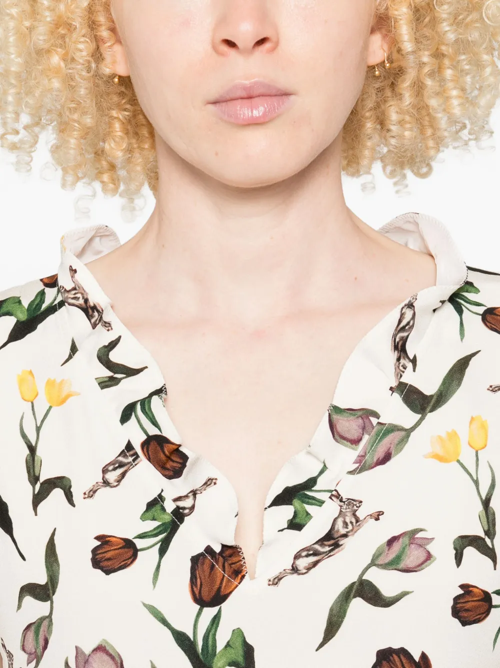 Marni Midi-jurk met bloemenprint Beige