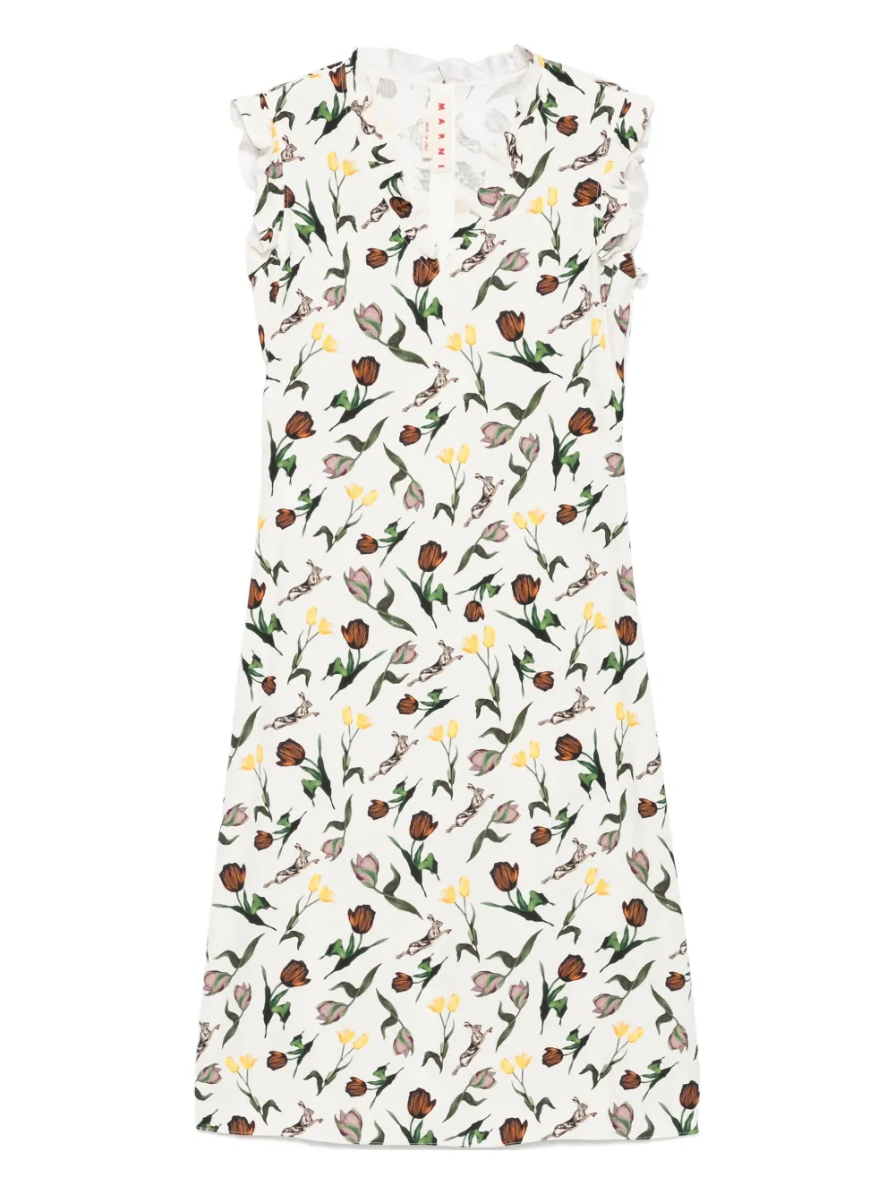 Marni Midi-jurk met bloemenprint Beige