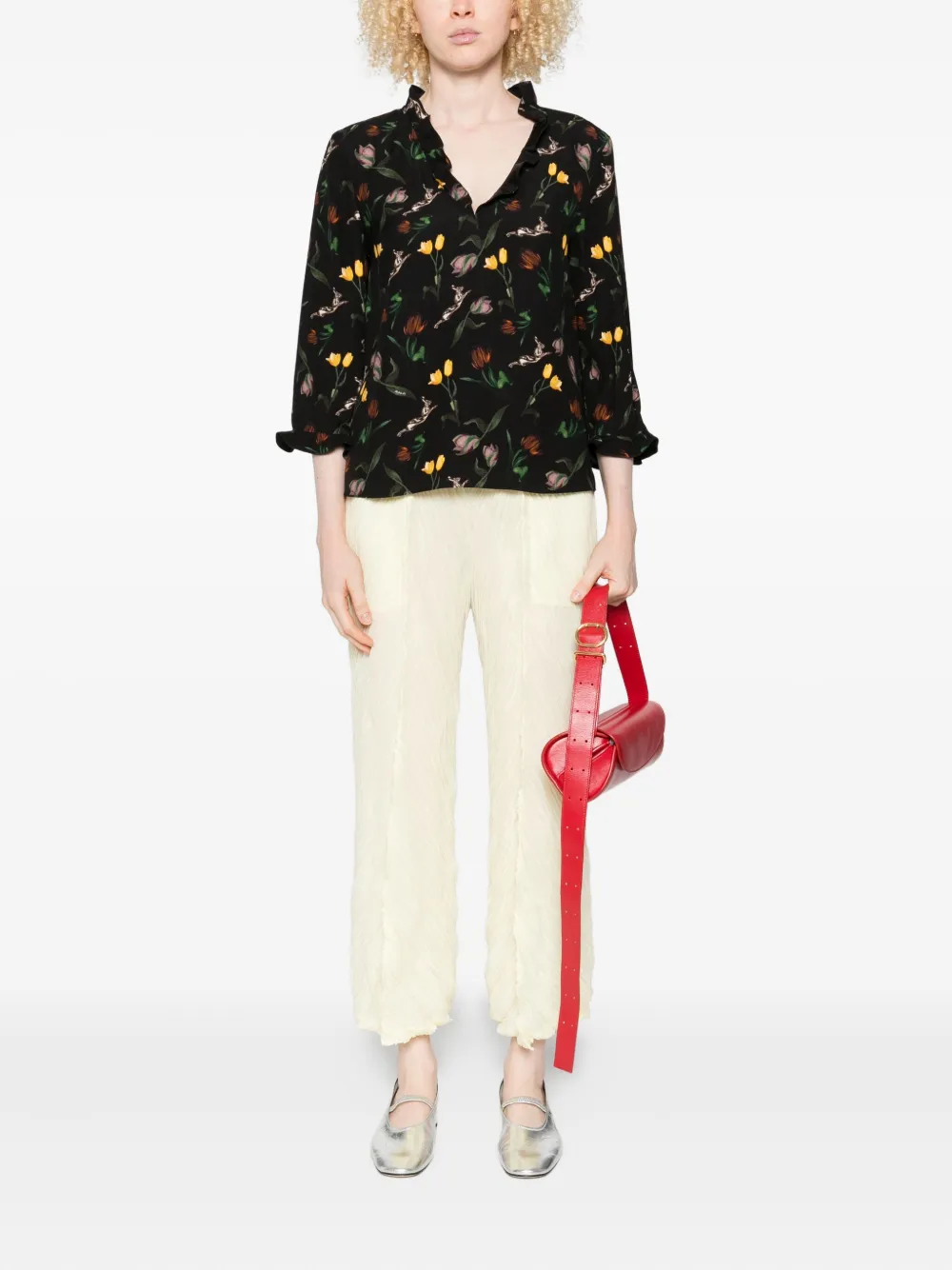 Marni floral-print blouse - Zwart
