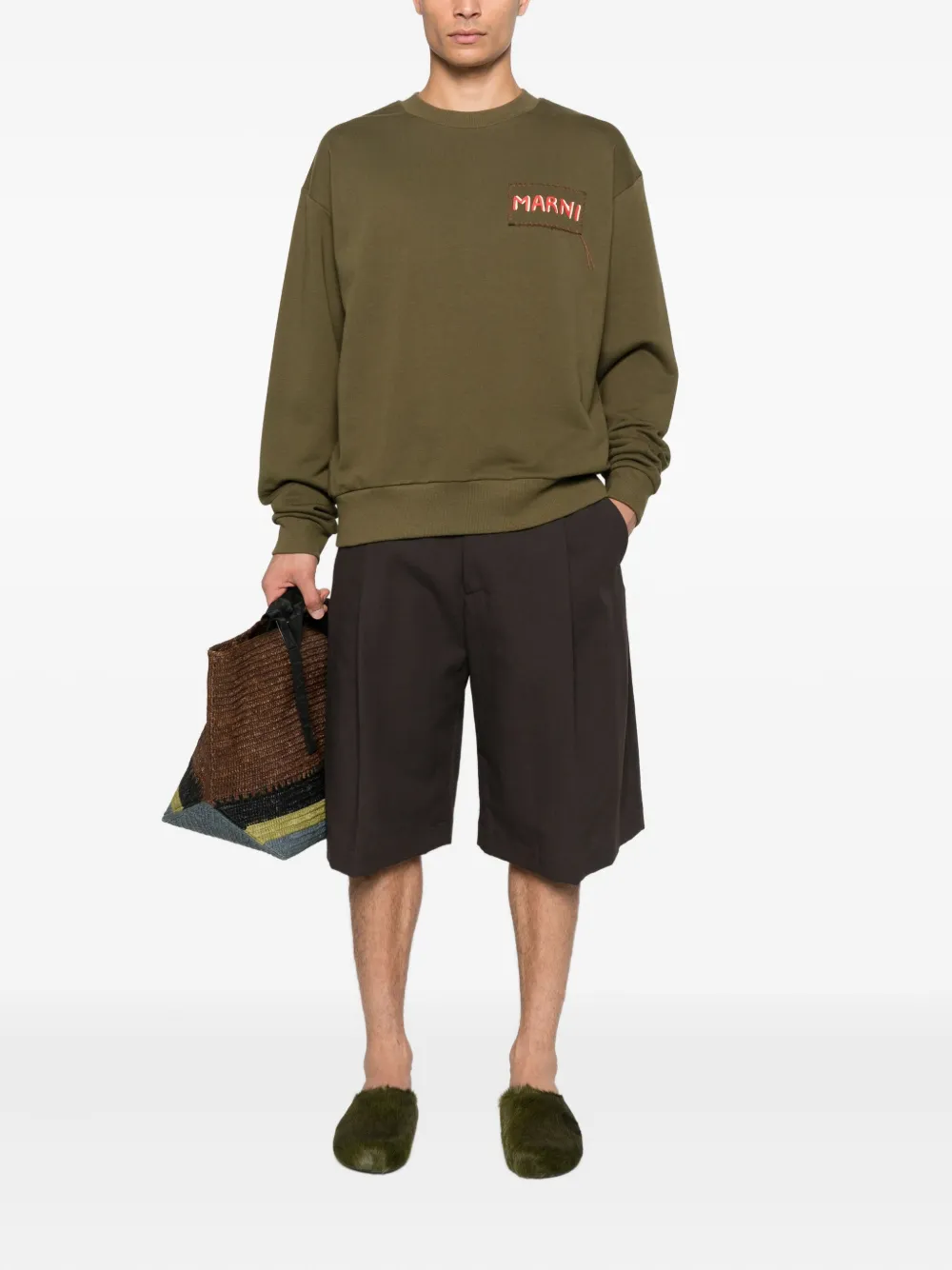 Marni logo-print sweatshirt - Groen