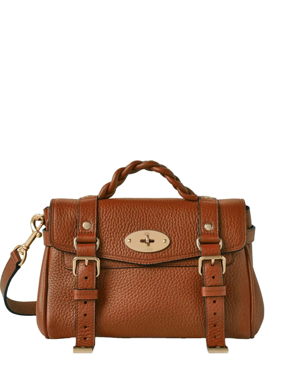 Mulberry Mini Alexa Braided-handle Satchel Bag In Brown
