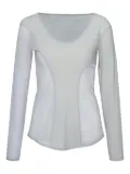 Issey Miyake mesh-panel long-sleeve shirt - White