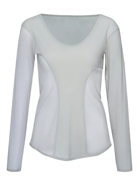 Issey Miyake mesh-panel long-sleeve shirt