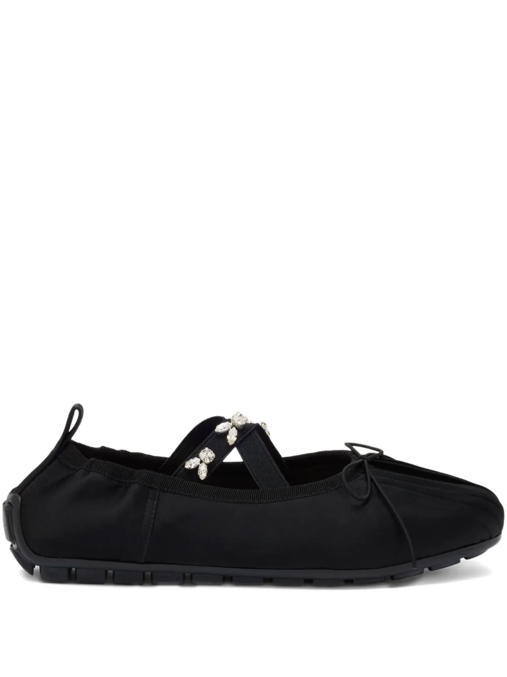 Simone Rocha pleated crystal-embellished ballet flats Black