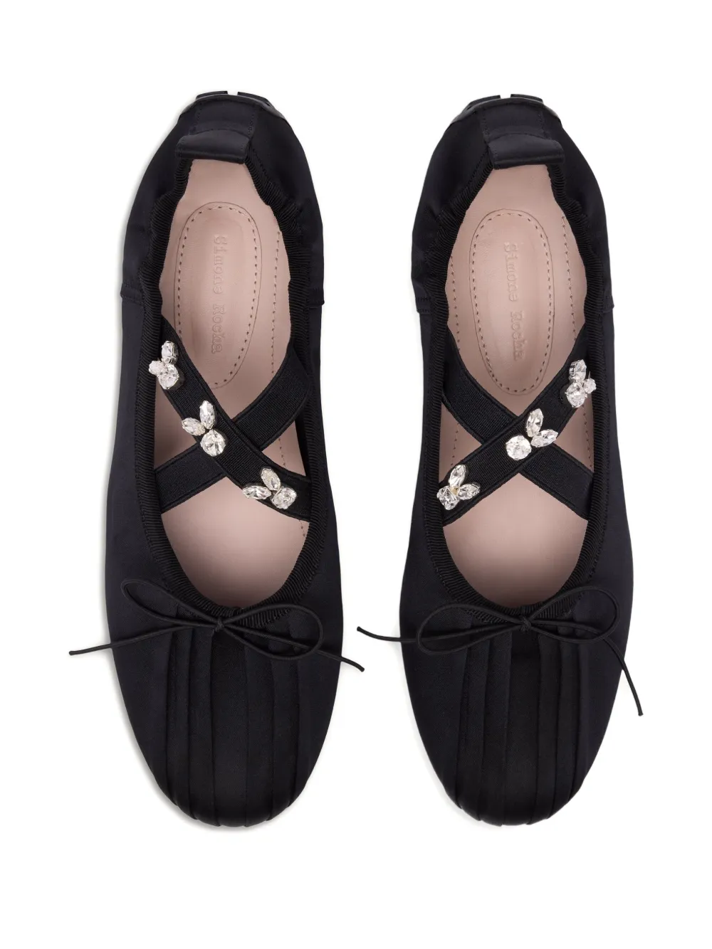 Simone Rocha pleated crystal-embellished ballet flats - Zwart