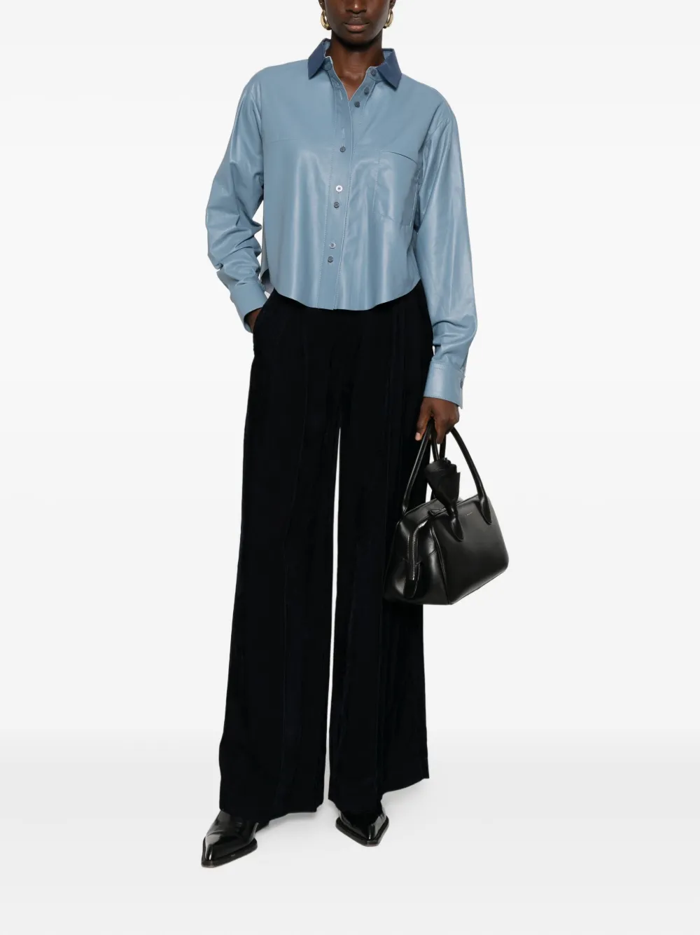 Forte Forte Button-down blouse met zak - Blauw
