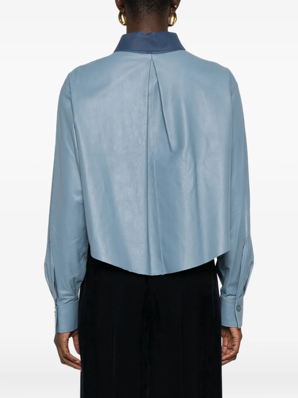 Forte Button-down blouse met zak Blauw