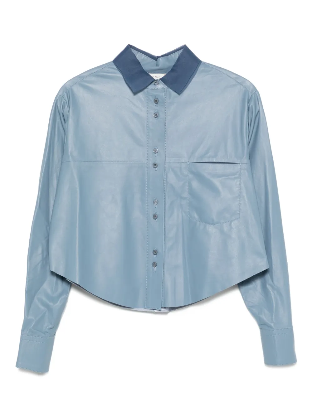 Forte Button-down blouse met zak Blauw