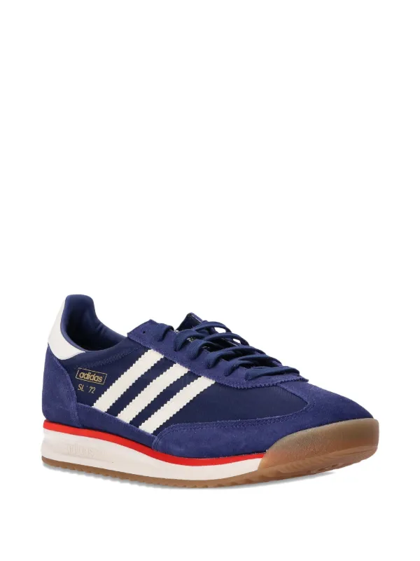 Adidas SL 72 RS Mens Size 8 Navy Blue Burnt Sienna Suede Gum Sole Sneakers Adidas SL 72 RS Mens Brown /Navy Blue Stripe Gum Bottom  main image 3