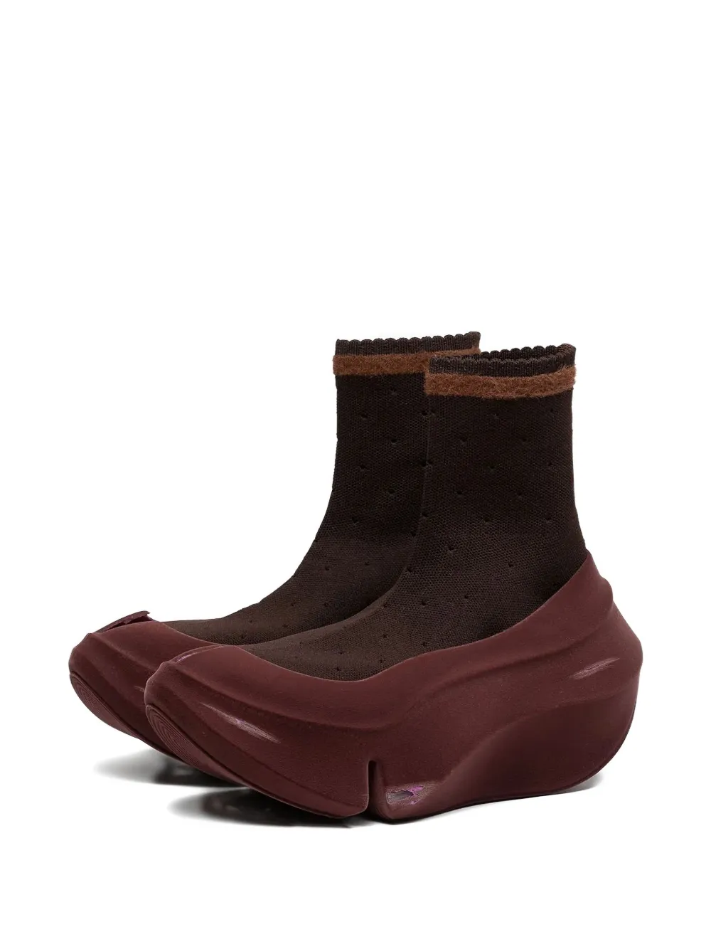 Grounds Orca Dotted-lace Flocky Sneakers In Burgundy