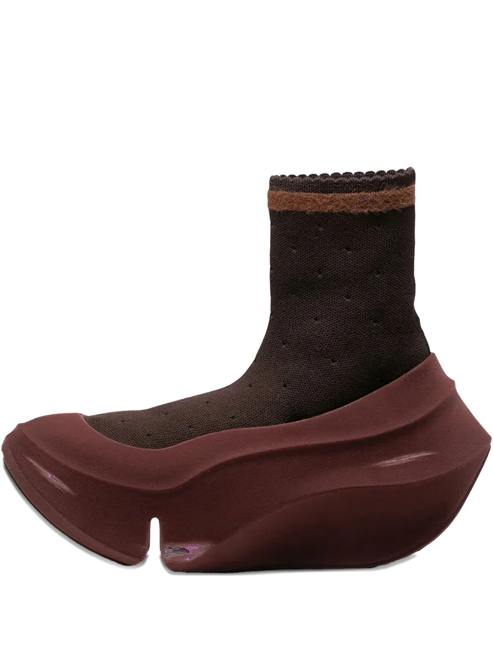 GROUNDS Orca dotted-lace flocky sneakers Red