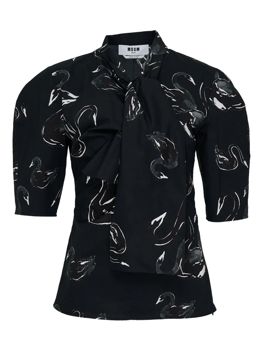 MSGM Top met zwaanprint en strikdetail Zwart