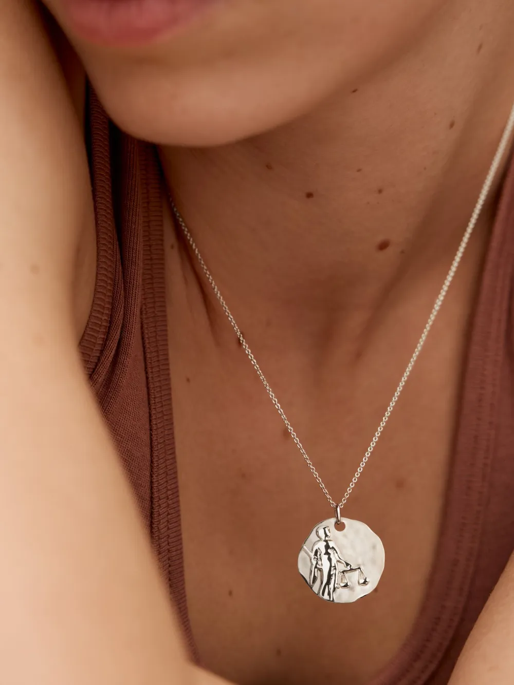 Monica Vinader Libra Zodiac halsketting met hanger - Zilver