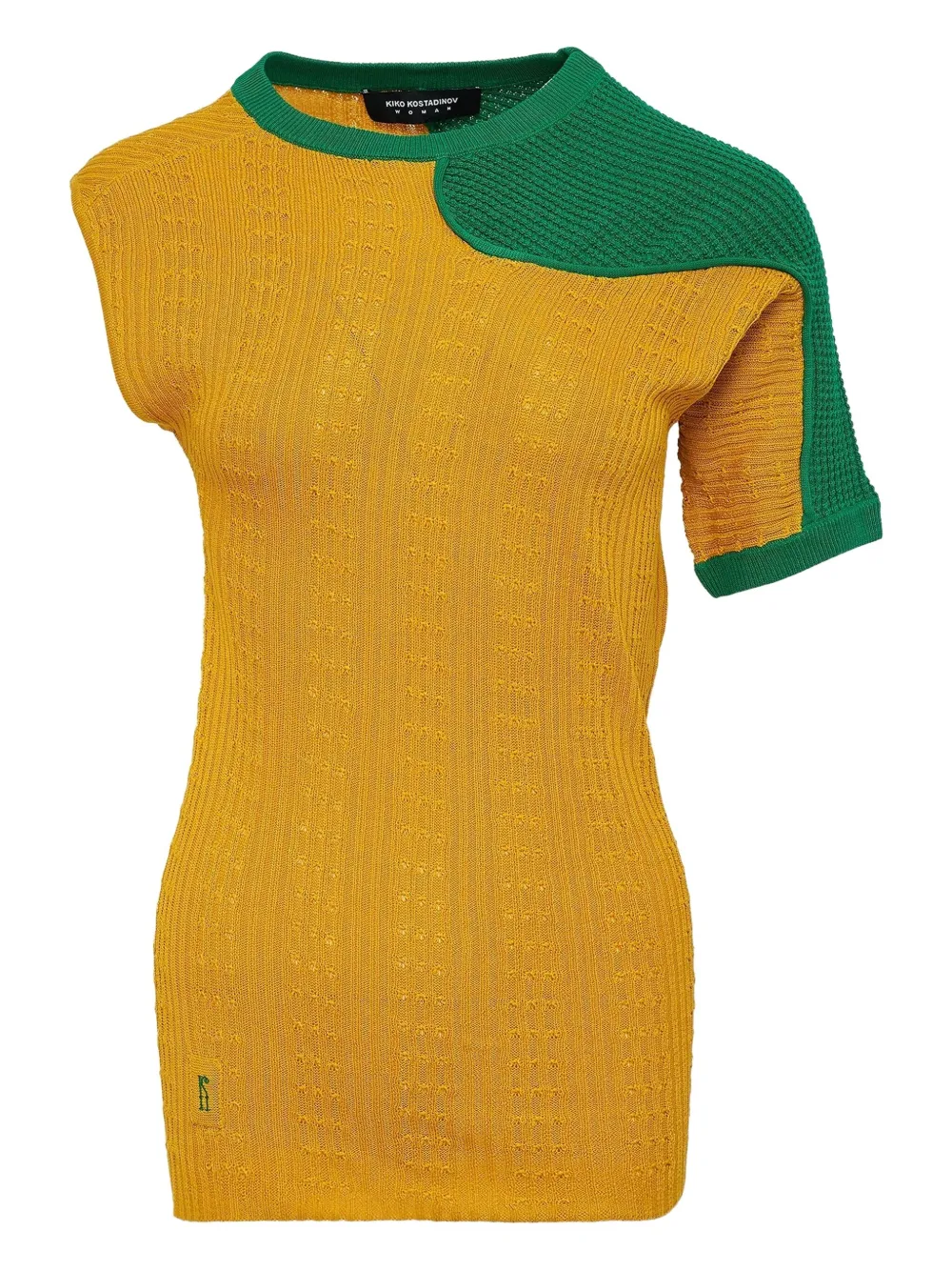 Kiko Kostadinov Asymmetrisch gebreid T-shirt Geel