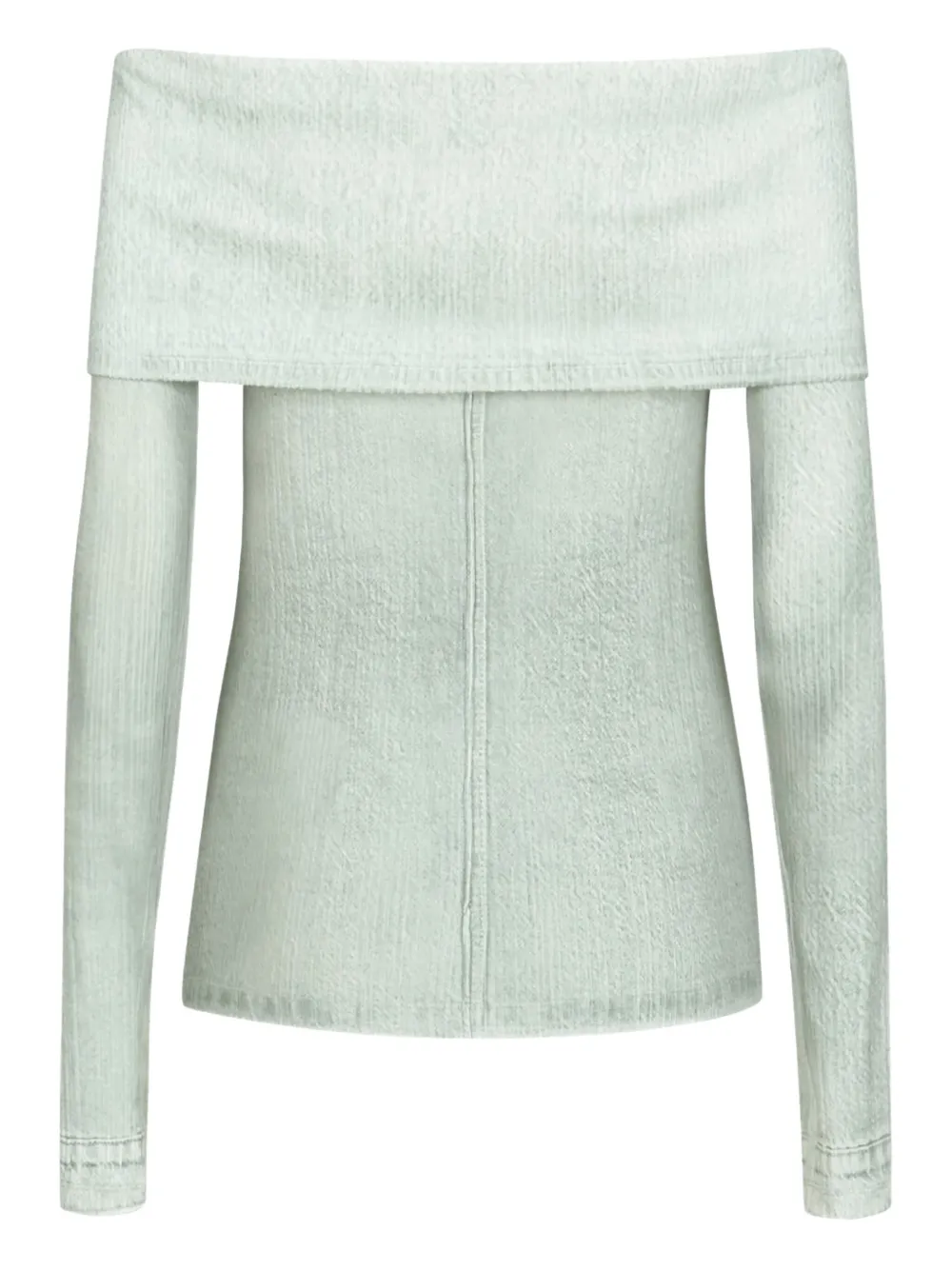 Ych Off-shoulder Zip-front Sweater In Green