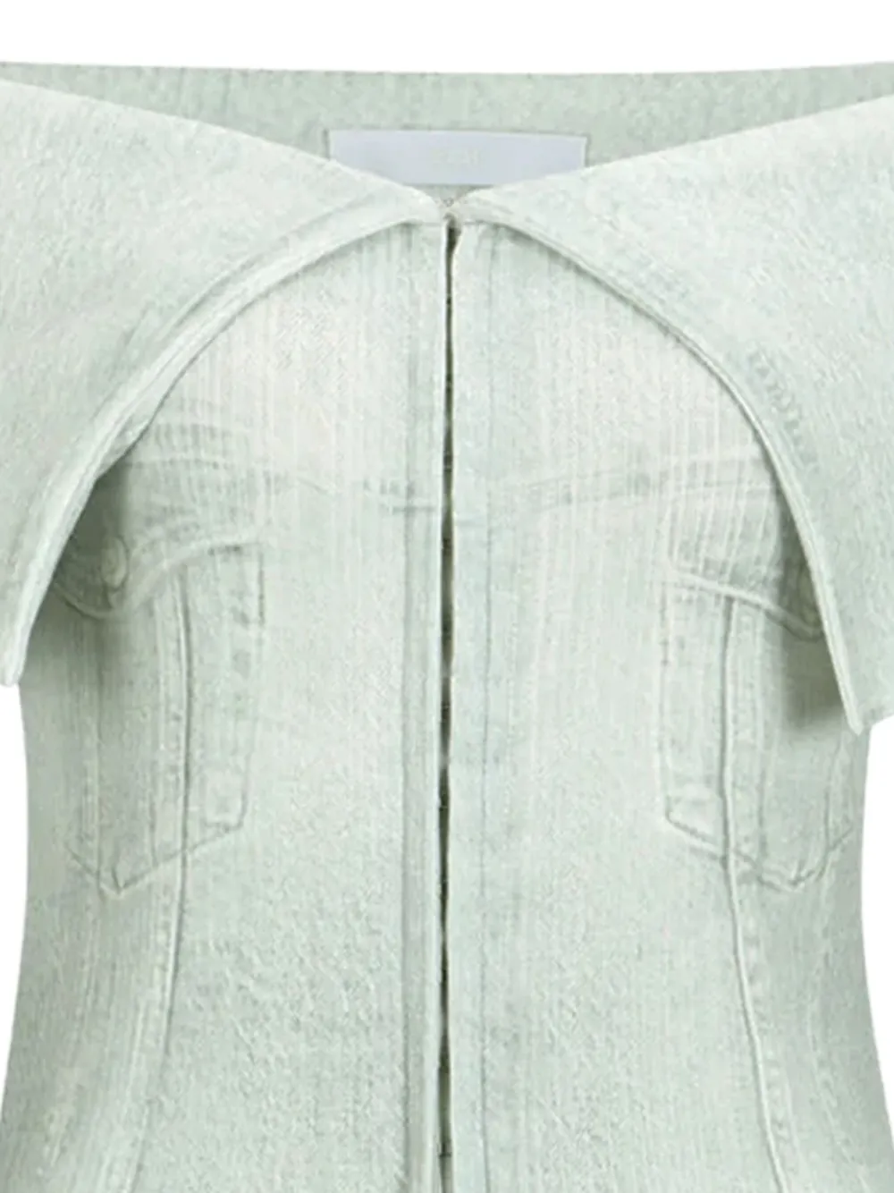 Ych Off-shoulder Zip-front Sweater In Green