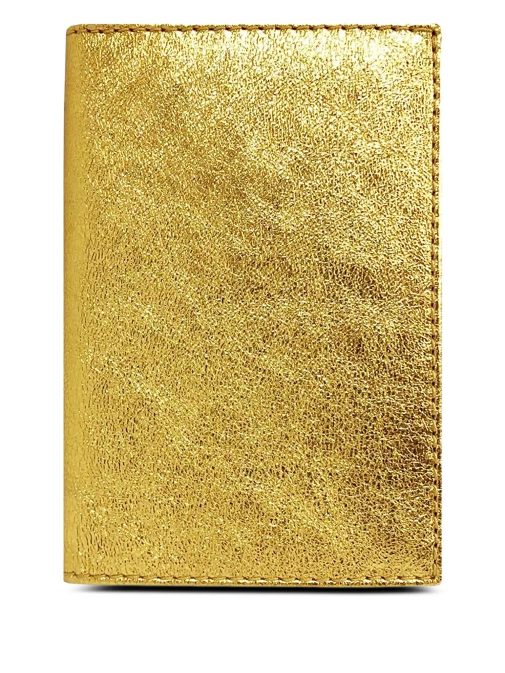 Comme Des Garçons Metallic-leather Card Case In Gold