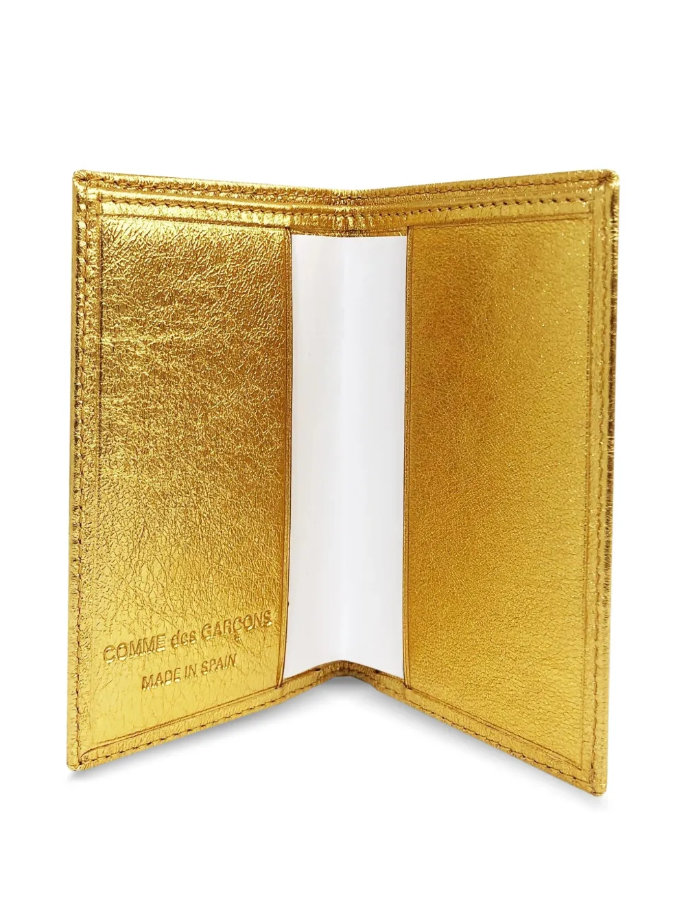 Comme Des Garçons Metallic-leather Card Case In Gold