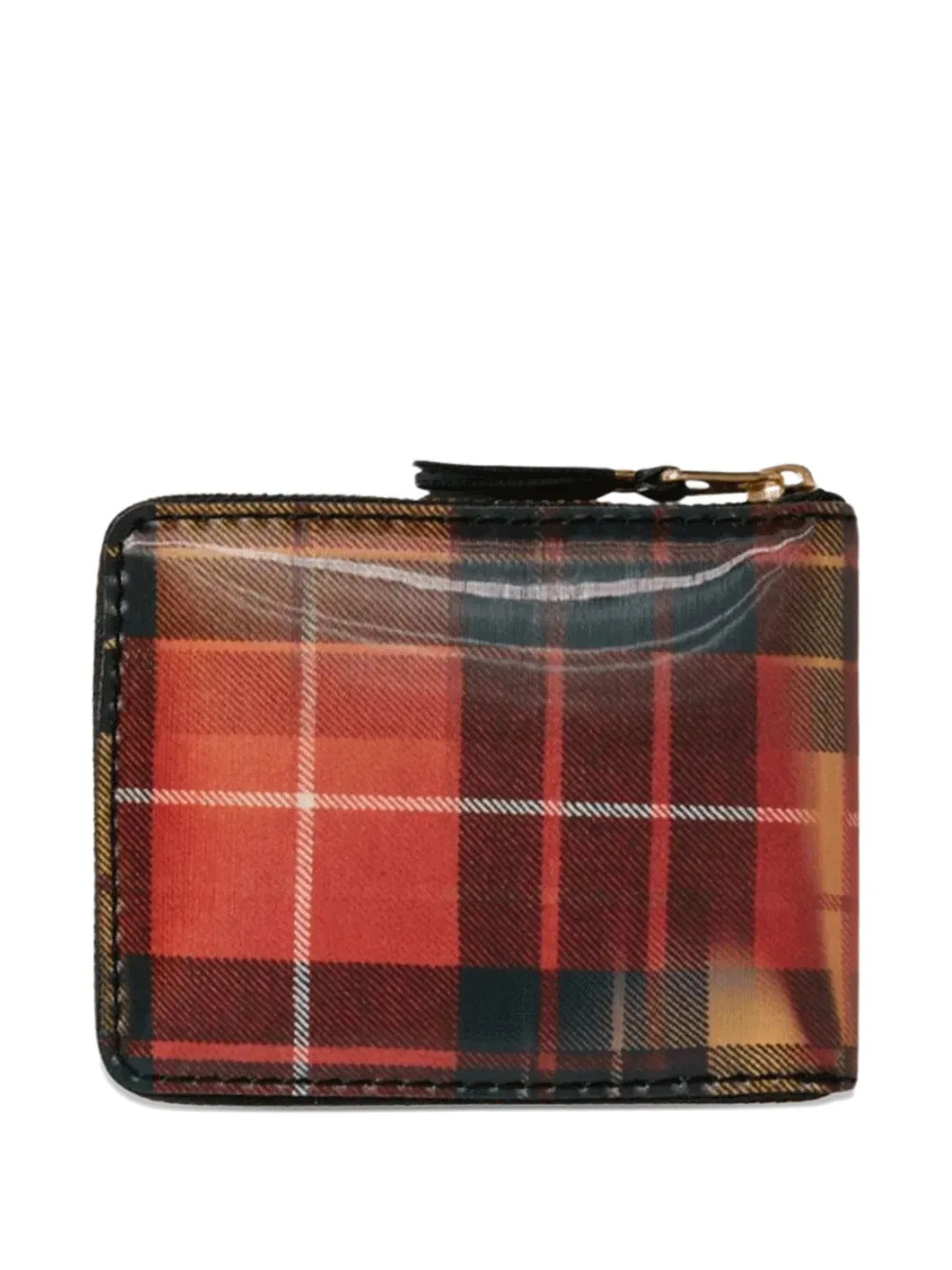 Comme Des Garçons Wallet Portemonnee met U-rits en tartan ruit Red