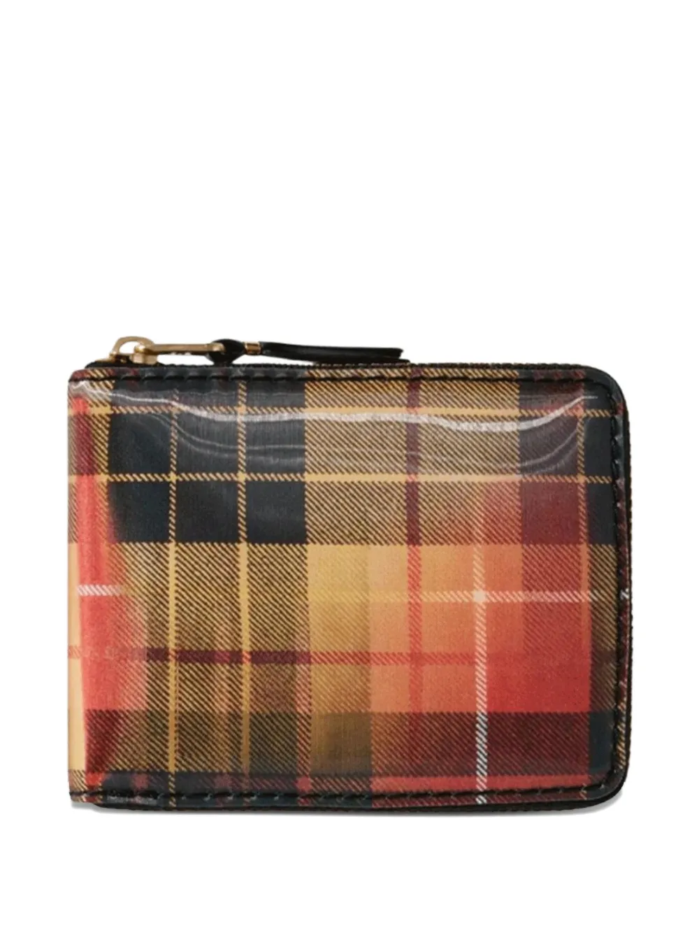 Comme Des Garçons Wallet lenticular tartan U-zip wallet Red