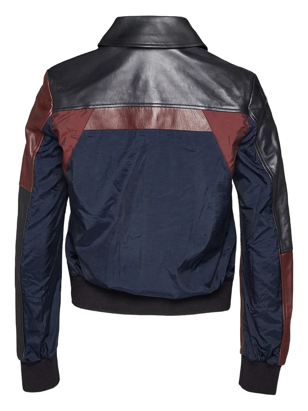 Jil Sander leather-patchwork bomber jacket Zwart