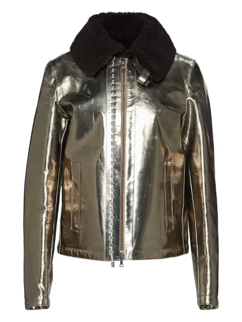 Jil Sander metallic shearling-collar jacket