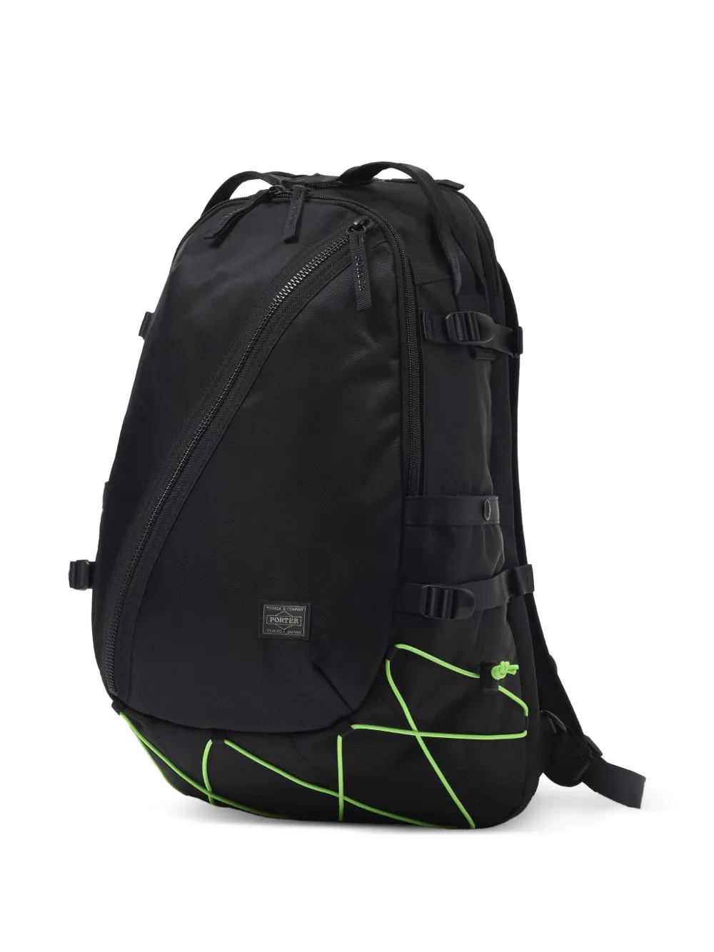 Porter-yoshida & Co Things Diagonal-zip Cross-strap Backpack In Black