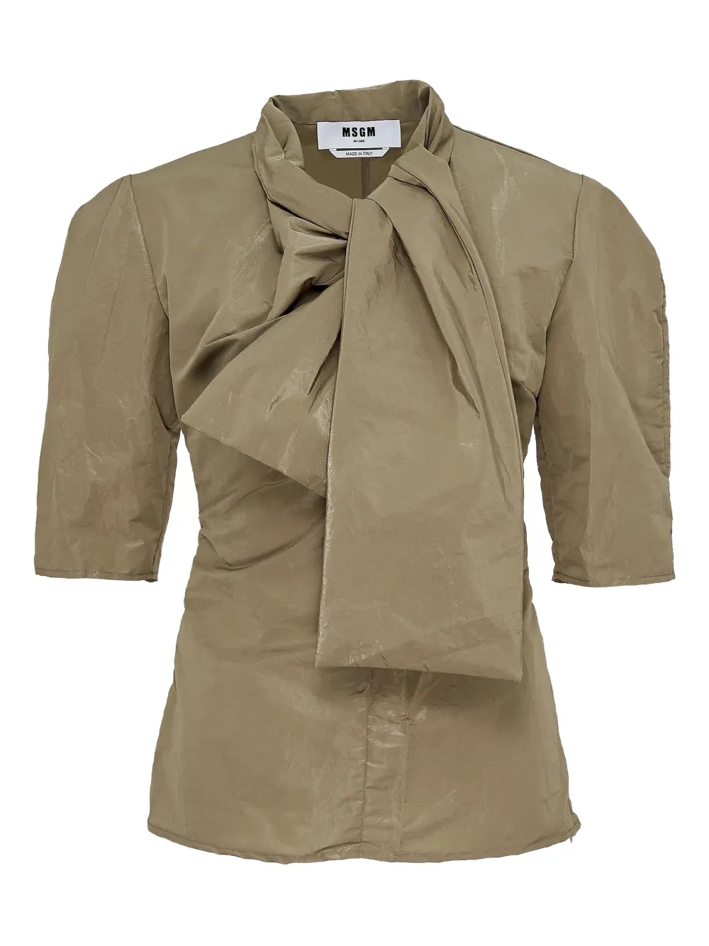 Msgm Bow-detail Blouse In Neutral