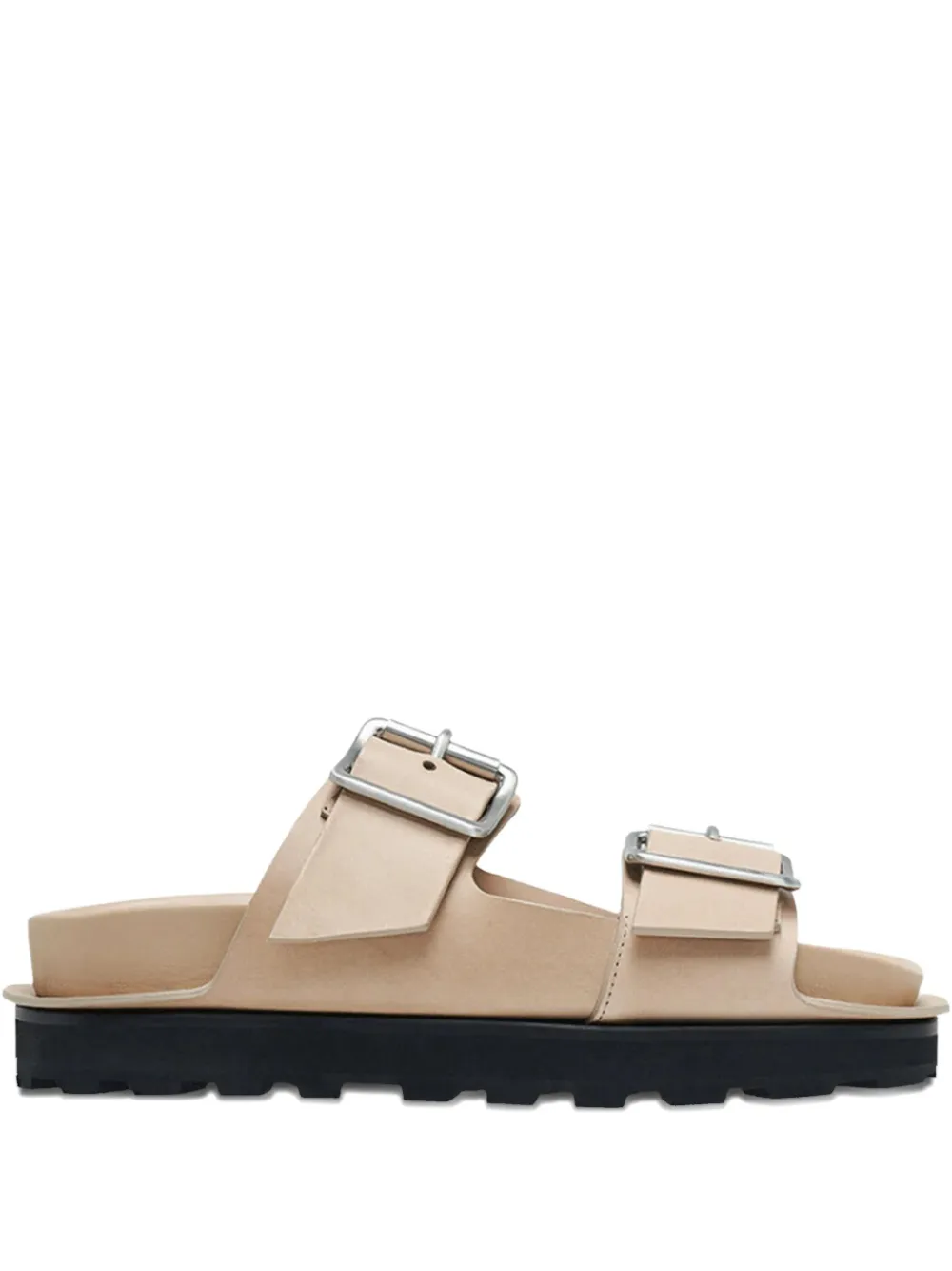 Jil Sander double-buckle leather sandals Brown