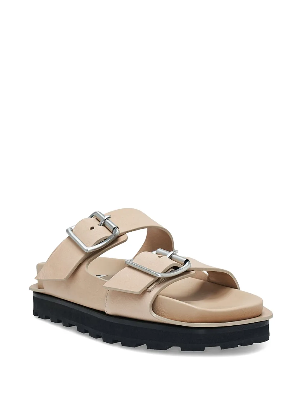 Jil Sander double-buckle leather sandals Brown