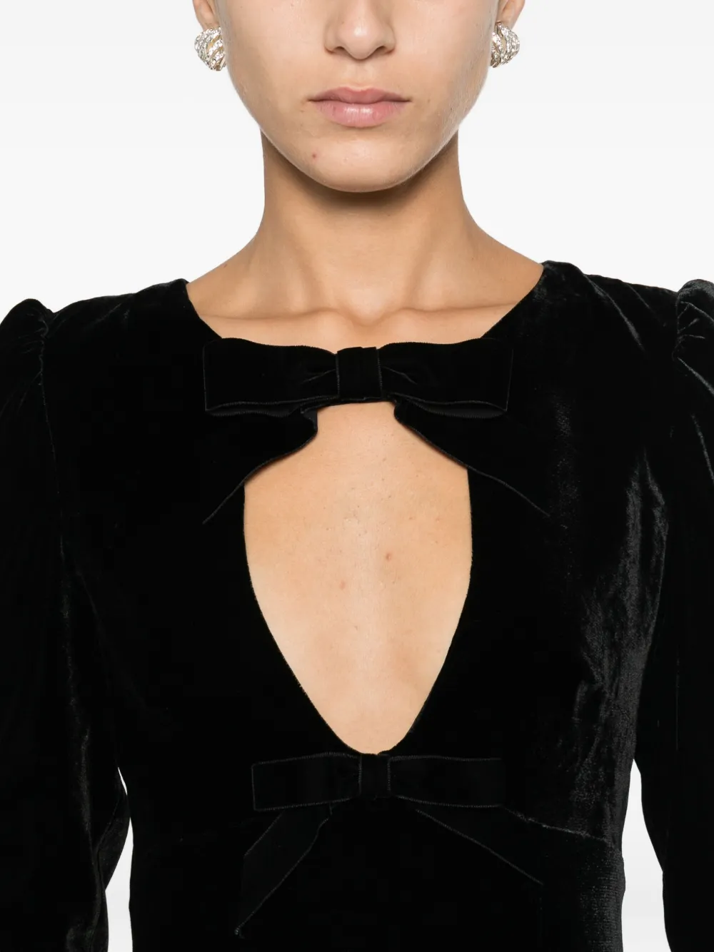 Alessandra Rich Fluwelen avondjurk met strikdetail Zwart