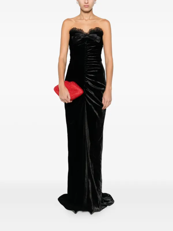 Alessandra Rich bow-detail Velvet Gown | Black | FARFETCH ID