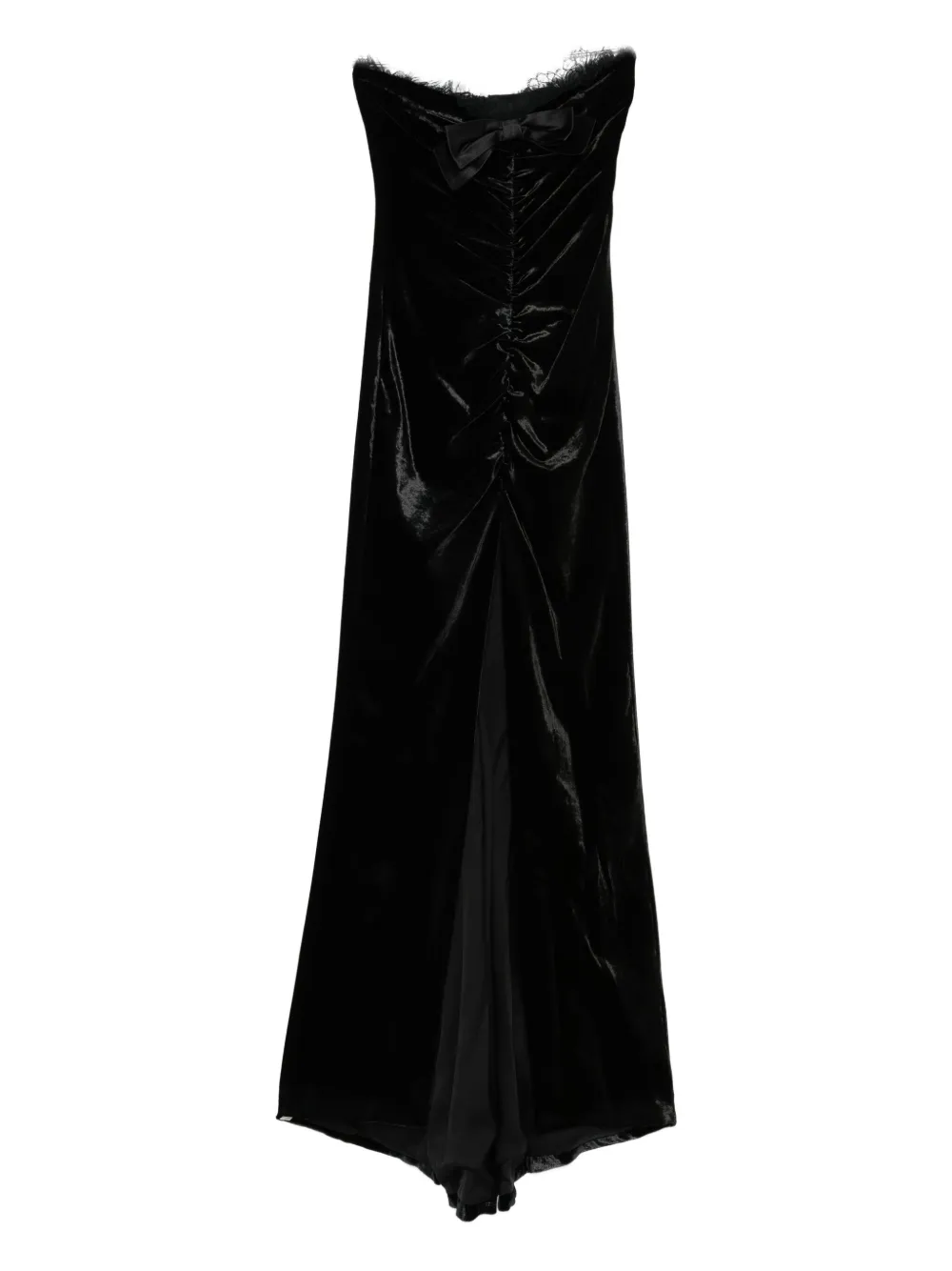 Alessandra Rich Bow-detail Velvet Gown In Black