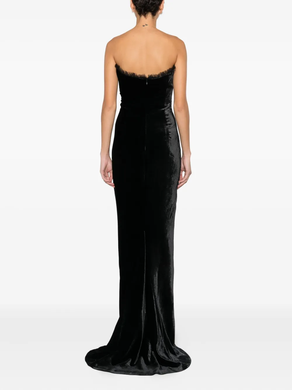 Alessandra Rich Bow-detail Velvet Gown In Black