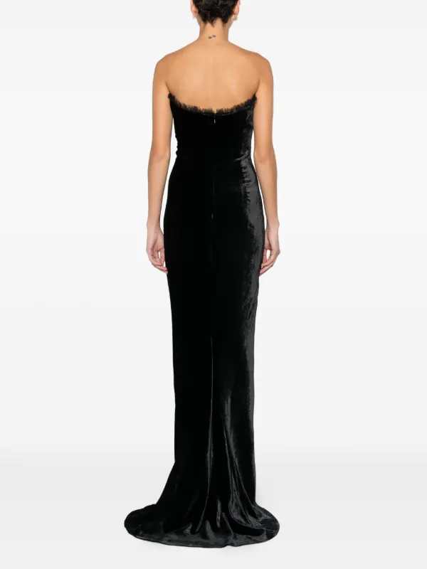 alessandra rich velvet evening dress Bow-detail off-shoulder velvet gown in black - Alessandra Rich