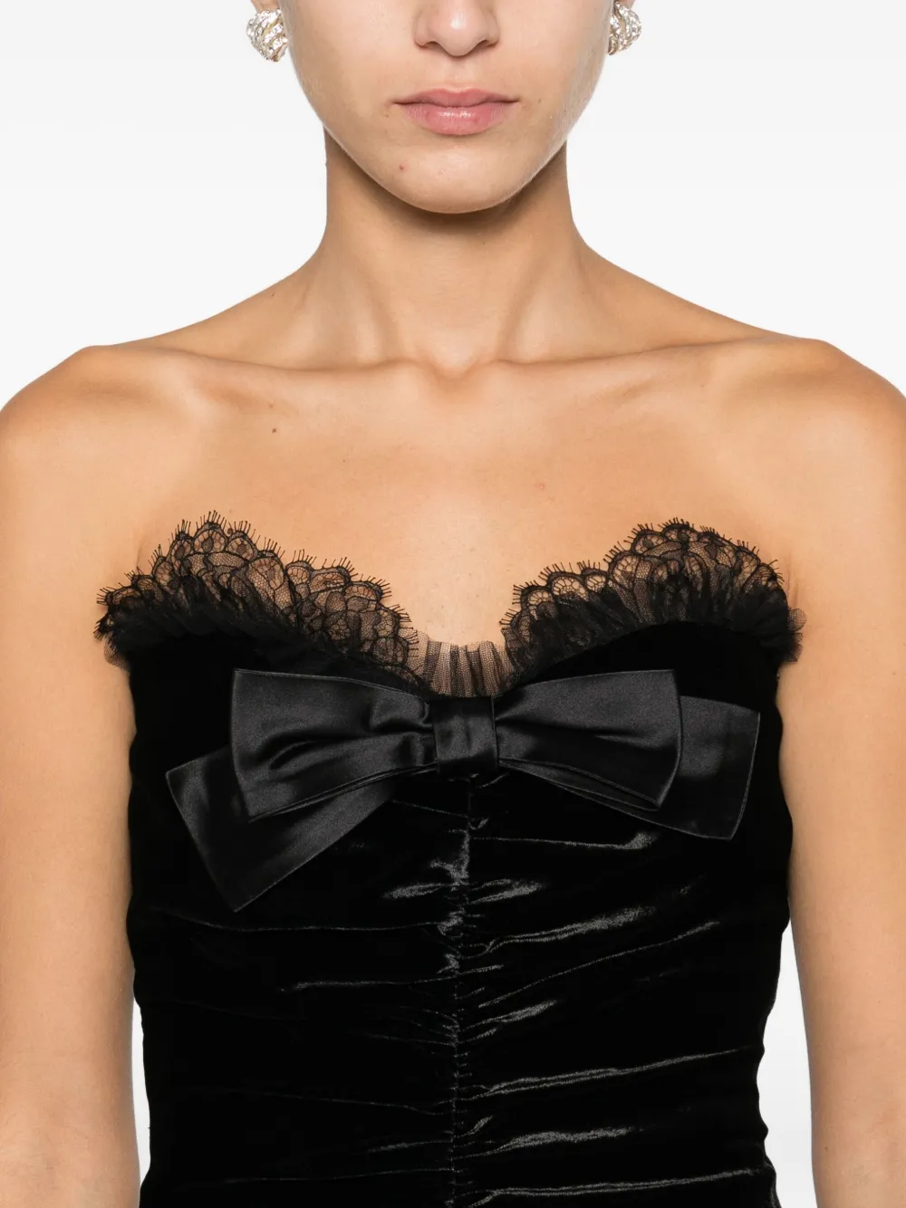Alessandra Rich Bow-detail Velvet Gown In Black