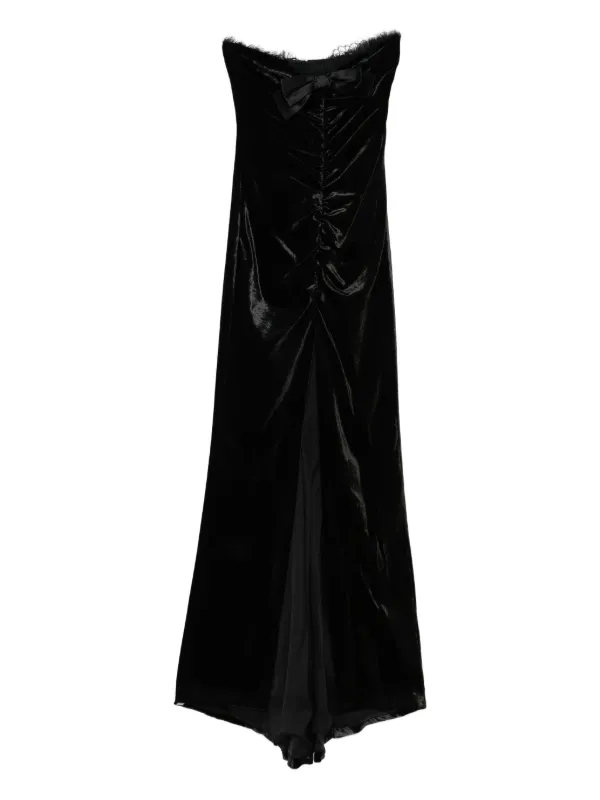 Alessandra Rich Bow-detail Velvet Gown in Black
