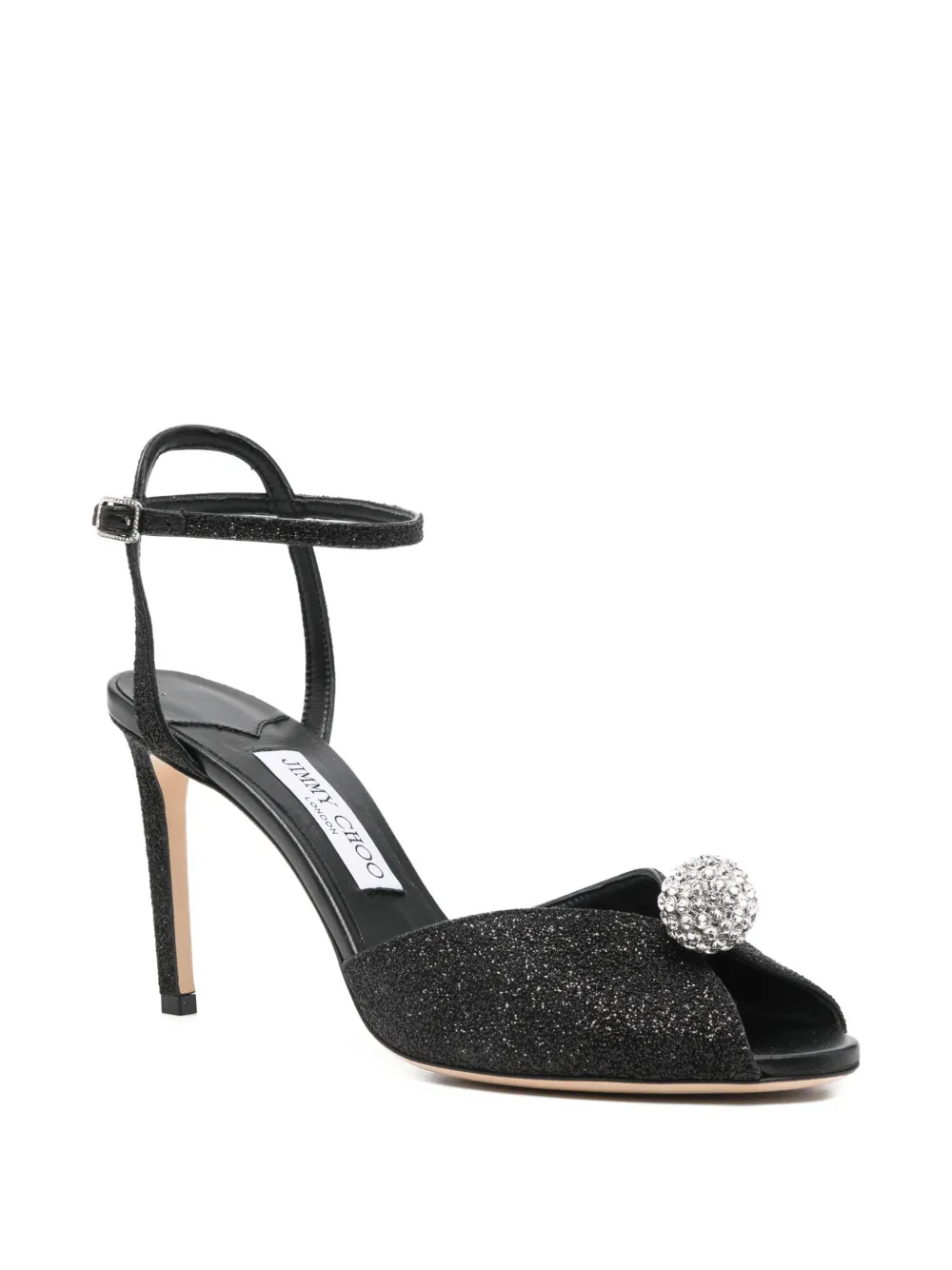 Jimmy Choo Sacora sandalen met glitter hak Zwart