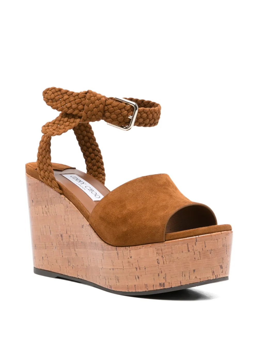 Jimmy Choo suede wedge-heel sandals Bruin