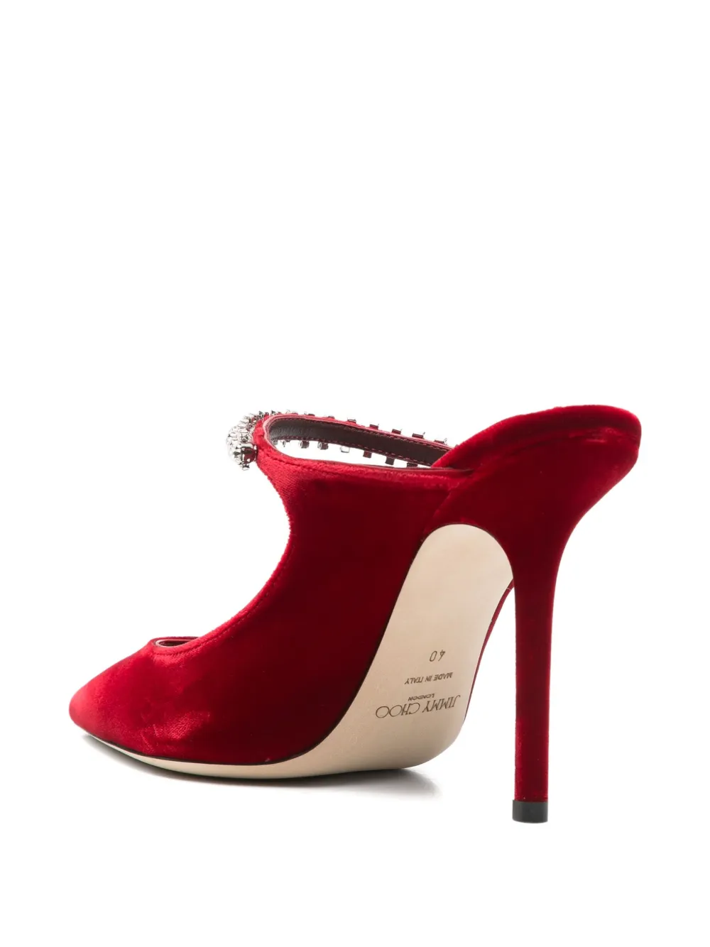 Jimmy Choo Bing 100 muiltjes verfraaid met kristallen Rood