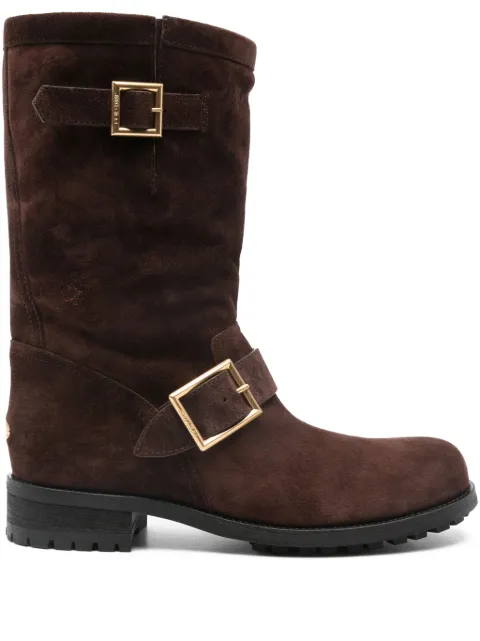 Jimmy Choo buckle biker suede boots