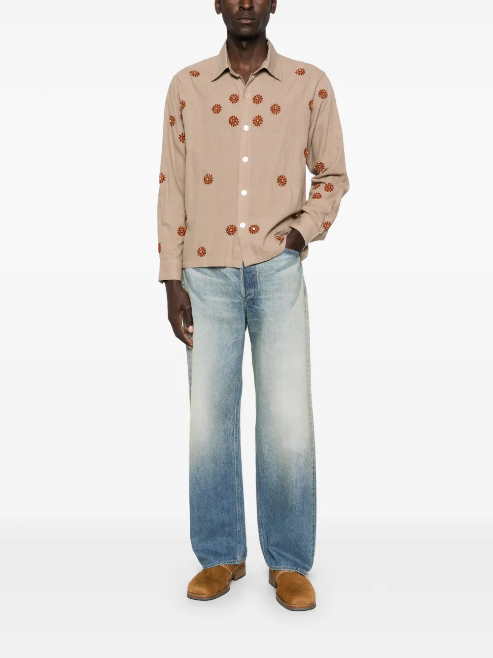 Auralee selvedge faded-wash jeans - Blauw