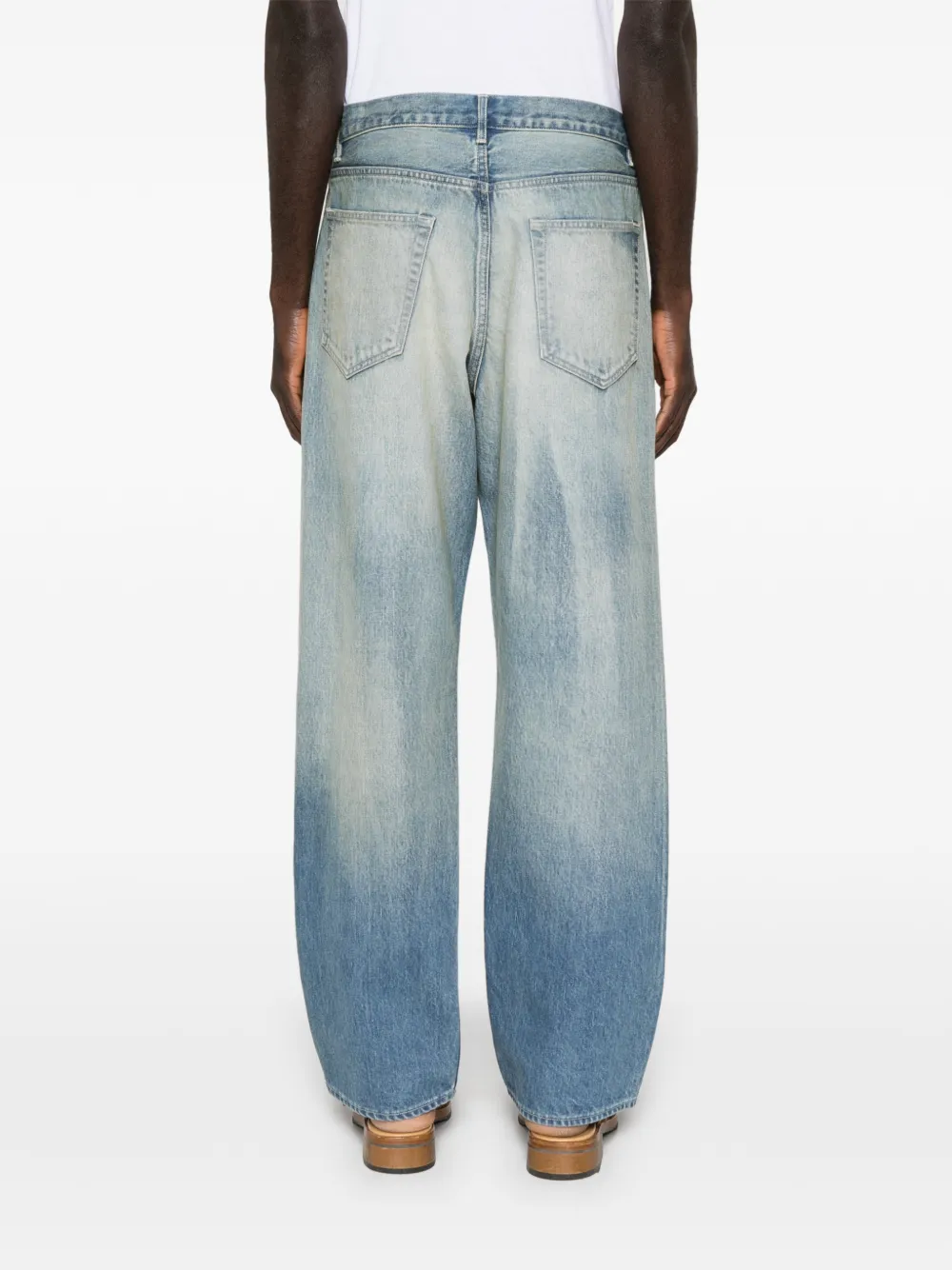 Auralee Selvedge jeans met vervaagd effect Blauw