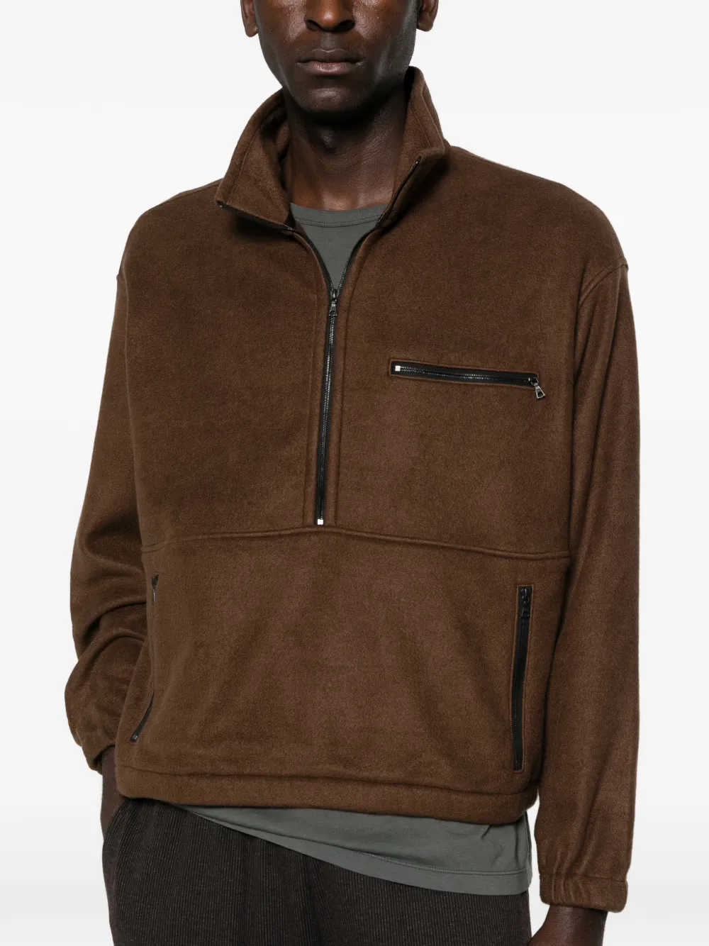 Auralee Half-zip Fleece Sweatshirt In Brown