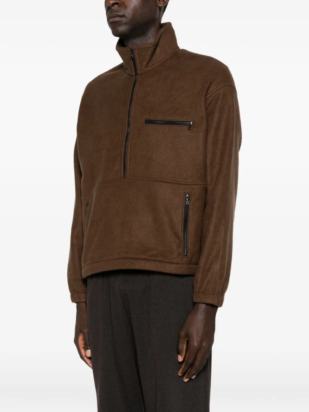 Auralee Half-zip Fleece Sweatshirt In Brown