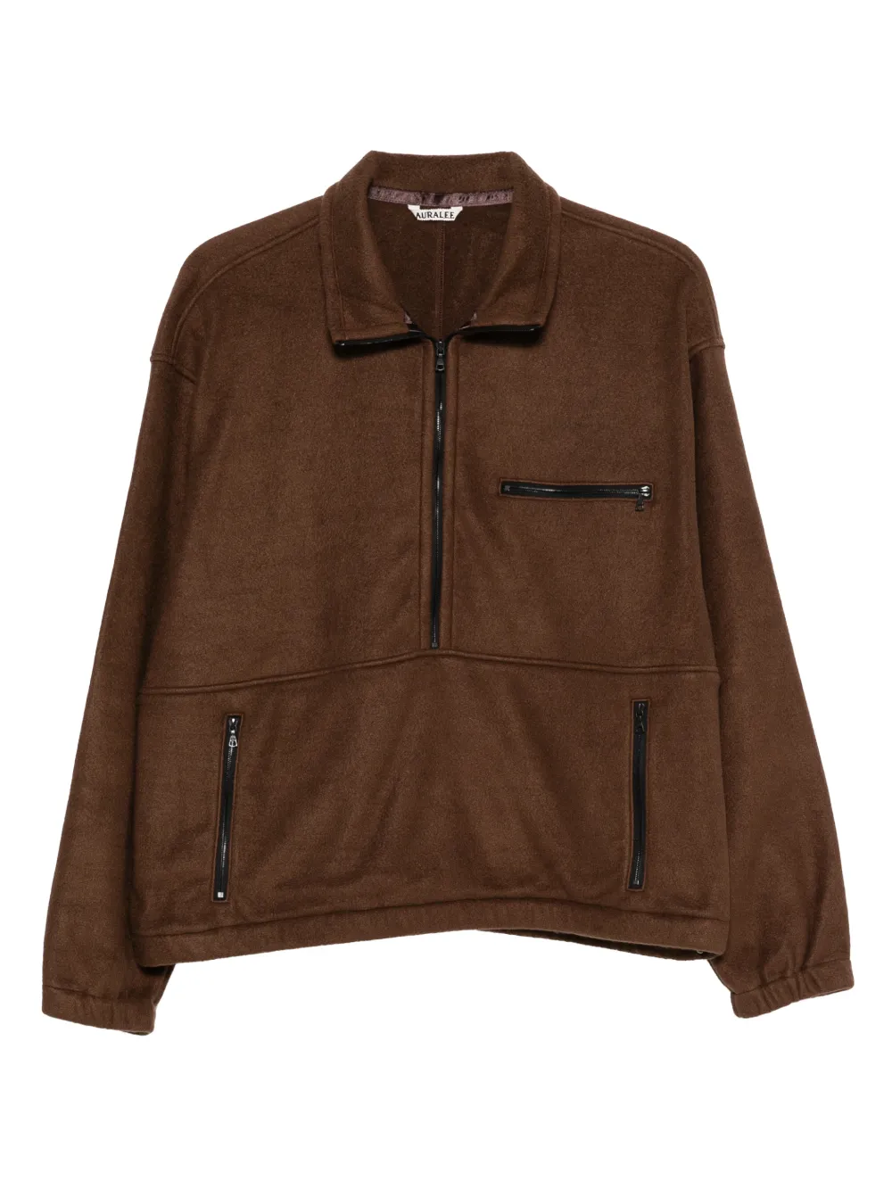 Auralee sudadera texturizada con medio cierre | marrón | Image 1